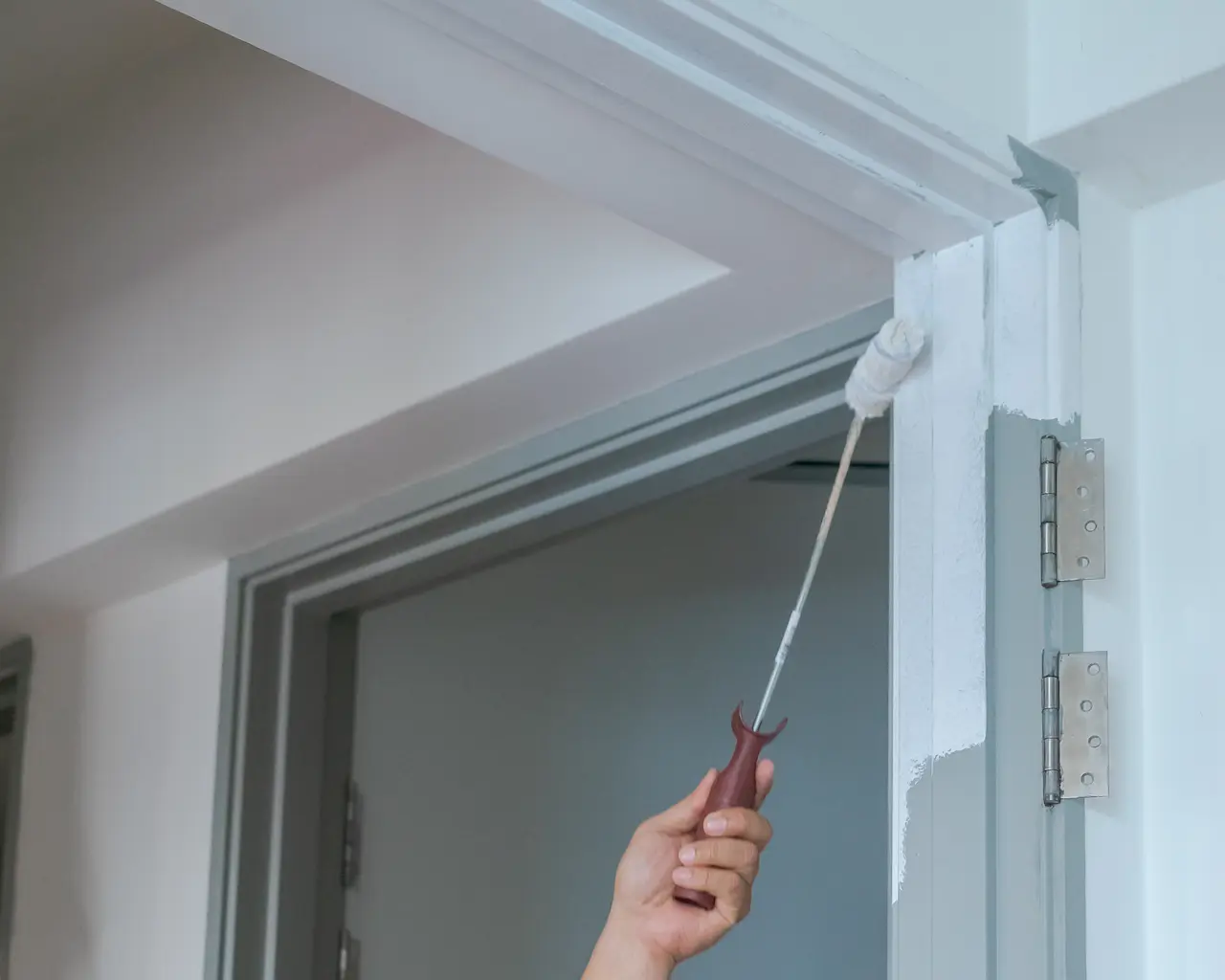 Trim painting detail in Minnesota home