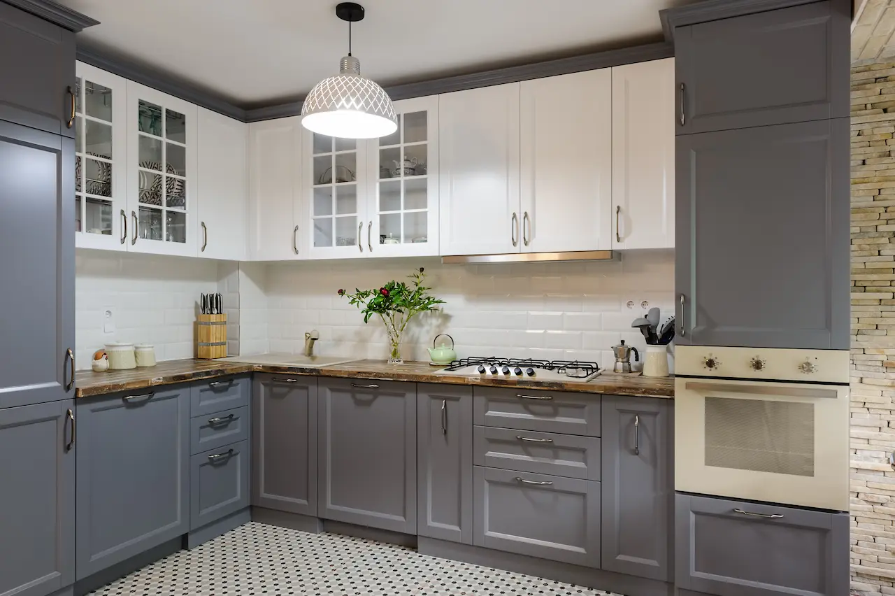 Painted kitchen cabinets in Minnesota home